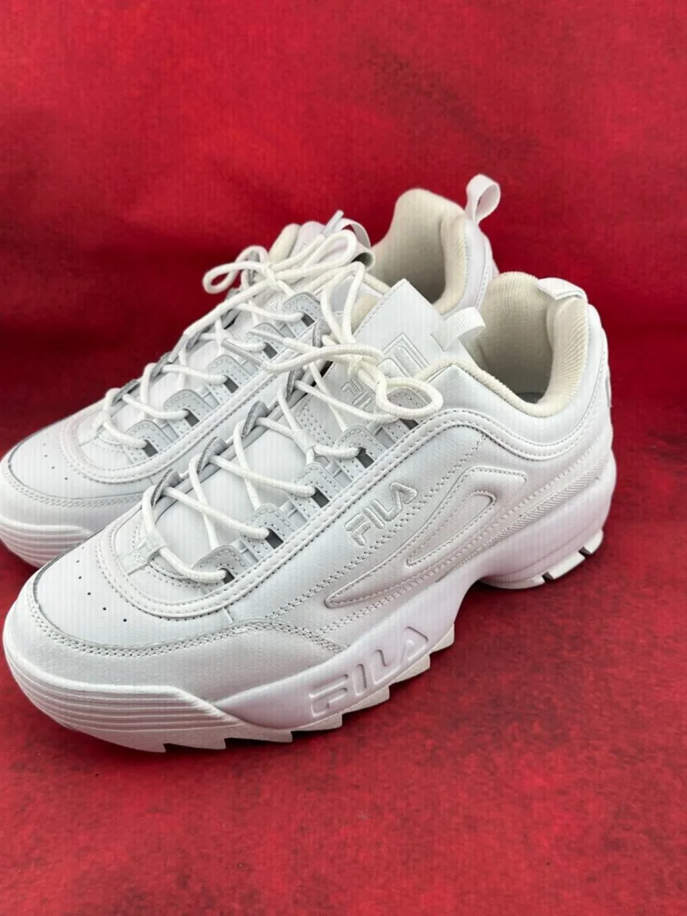 FILA DISRUPTOR II PREMIUM LEATHER MEN'S SNEAKER WHT/WHT/WHT SIZE 11